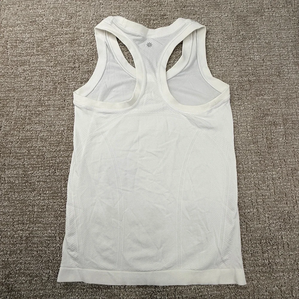 Athleta Tank Top Womens M Pink White Set of 2 Racerback Space Dye Mesh Athletic - Picture 9 of 12